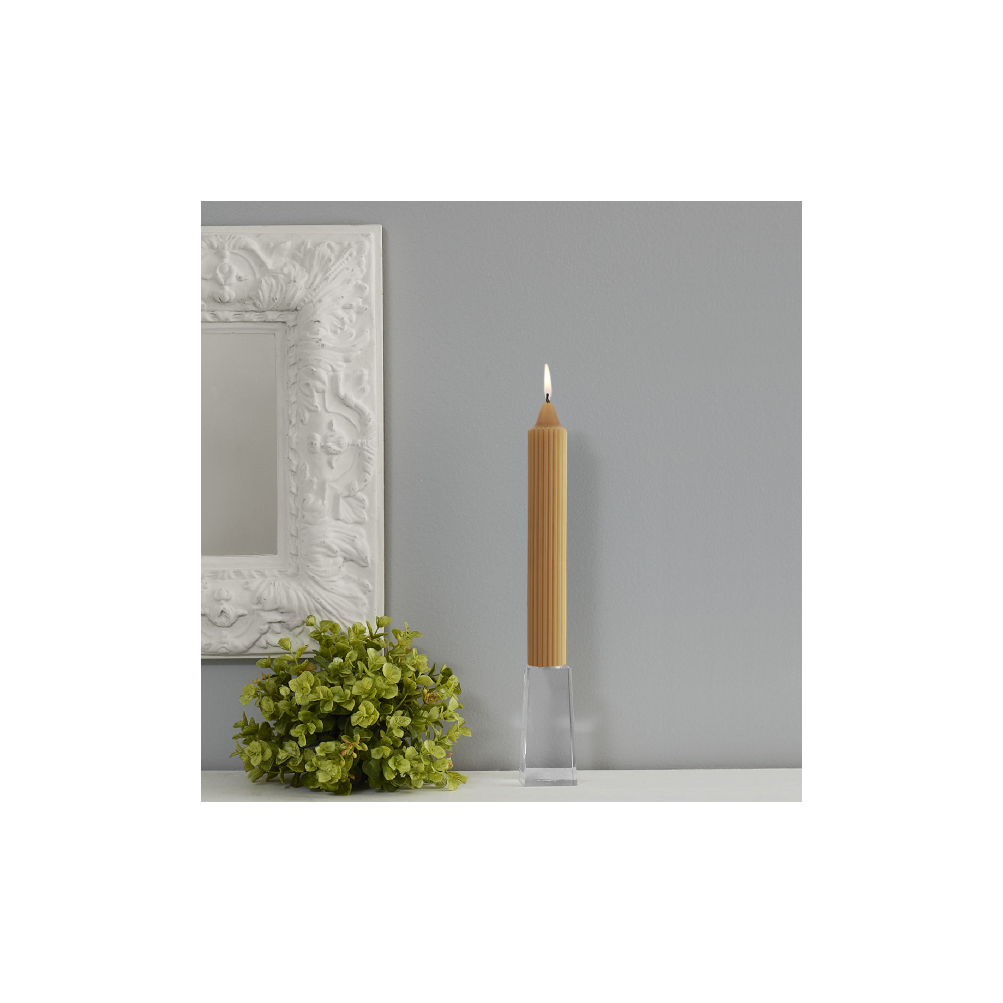 Grecian Collenette Unscented Taper Candle, 9" H x 1.25" W x 1.25" D, Beeswax