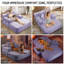 Chaise longue en velours côtelé pelucheux mauve 3 coussins de rangement inclus