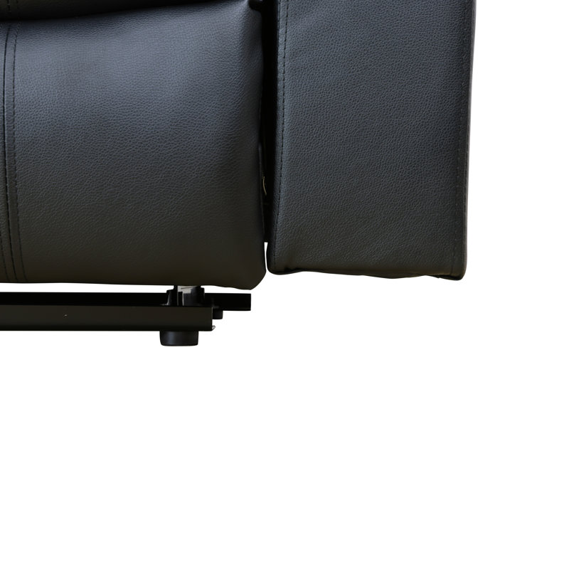 Black Vegan Leather Manual Recling Loveseat, Black