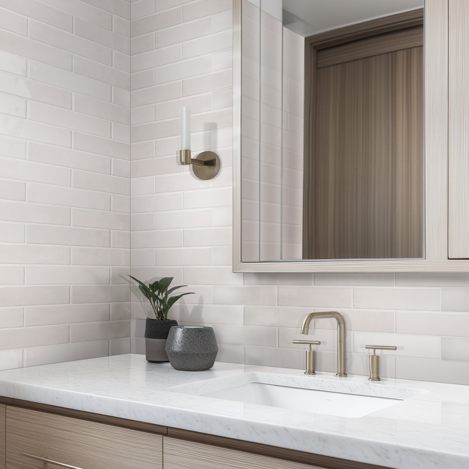 Renzo Glossy Ceramic Subway Wall Tile, Dove