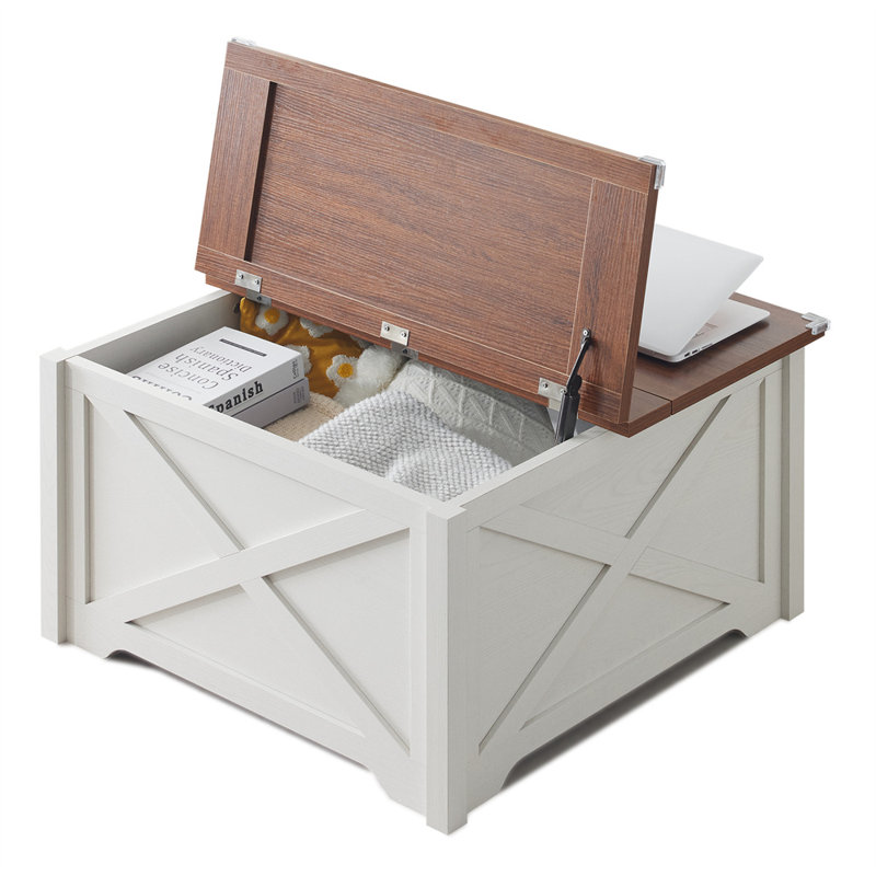 Table basse Farmhouse avec grand compartiment de rangement caché