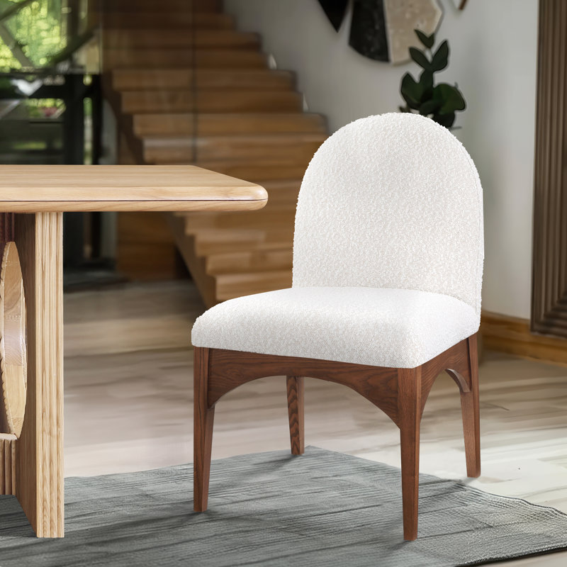 Waldorf Dining Chair, Cream Boucle, Walnut