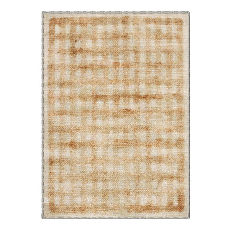 Liadan Aura Modern Machine Washable Beige / Brown Indoor Area Rug with Non-Slip Backing, Round 5'