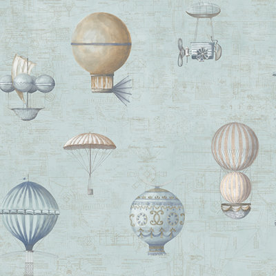 Nostalgie Steampunk Air Balloons 33' L x 21" W Wallpaper Roll