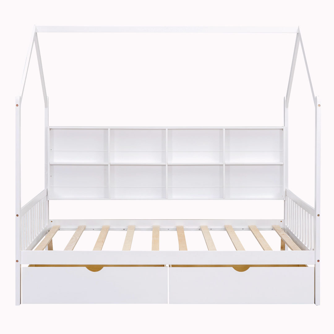 Harper Orchard Reydon Wood Canopy Storage Bed | Wayfair