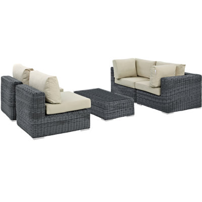 Invite 5 Piece Outdoor Patio Sunbrella Sectional Set by Modway by Modway