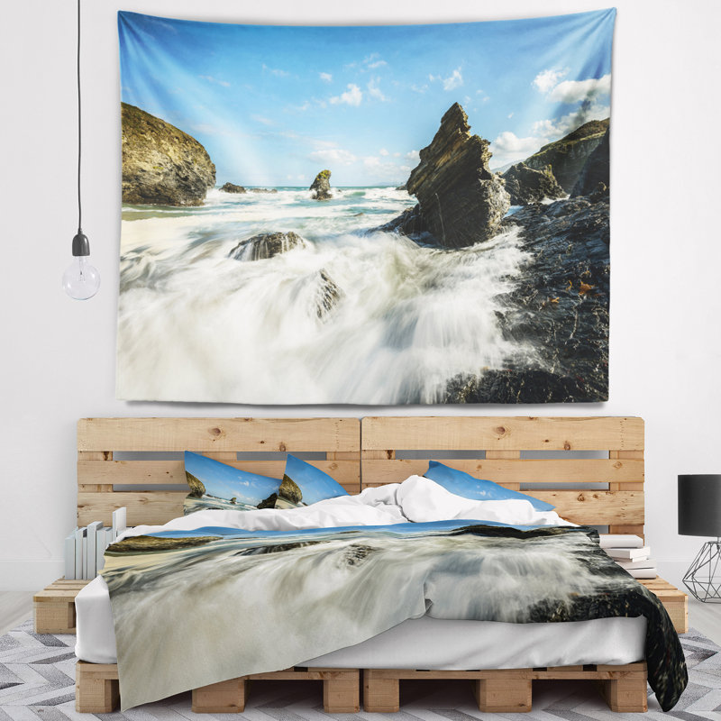 Tapisserie seascape rugissant atlantique côte atlantique, H 32 po x l 39 po