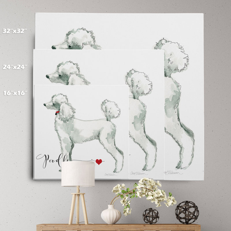 «Must Love Poodles» par Carol Robinson, reproduction d'art sur toile, H 24 po x l 24 po x P 1,5 po