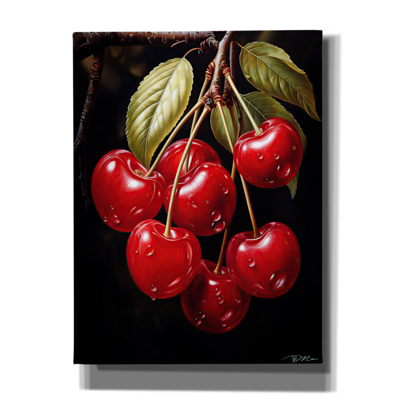 Art mural sur toile Winston Porter «Ripe Cherries» par Momart, H 16 po x l 12 po x P 0,75 po