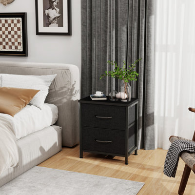2 Storage Drawers For Bedroom Nightstand Small Dresser Chest Of Drawer End Table For Living Room