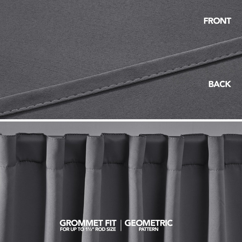 Taburao Back Tab Room Darkening Curtain Pair, 42" W x 45" L, Dark Gray
