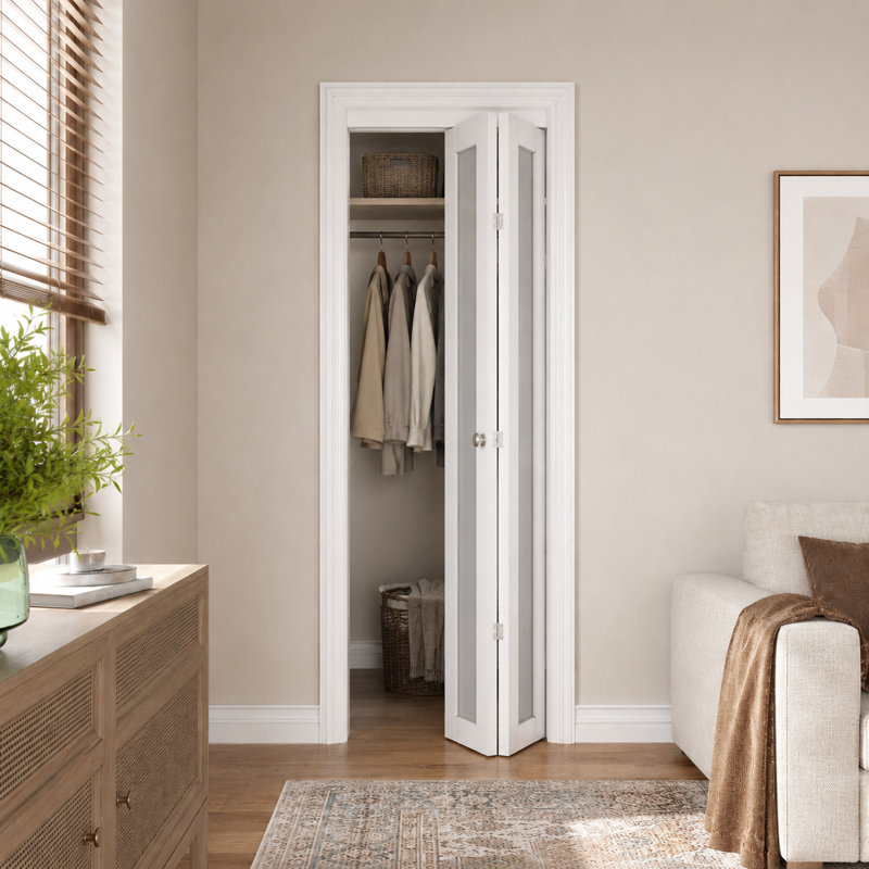 Porte pliante pliante en verre givré 1-Lite, 30" x 80"