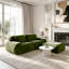 Ensemble de salon modulaire en velours côtelé de 204 cm (80,3 po) avec assises profondes, pouf et aucun assemblage requis, vert olive-1074320107