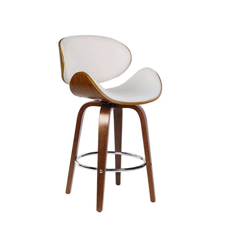 Tabouret de bar en polyuréthane Delayne, Tabouret de comptoir (siège d'une hauteur de 26 p, Blanc