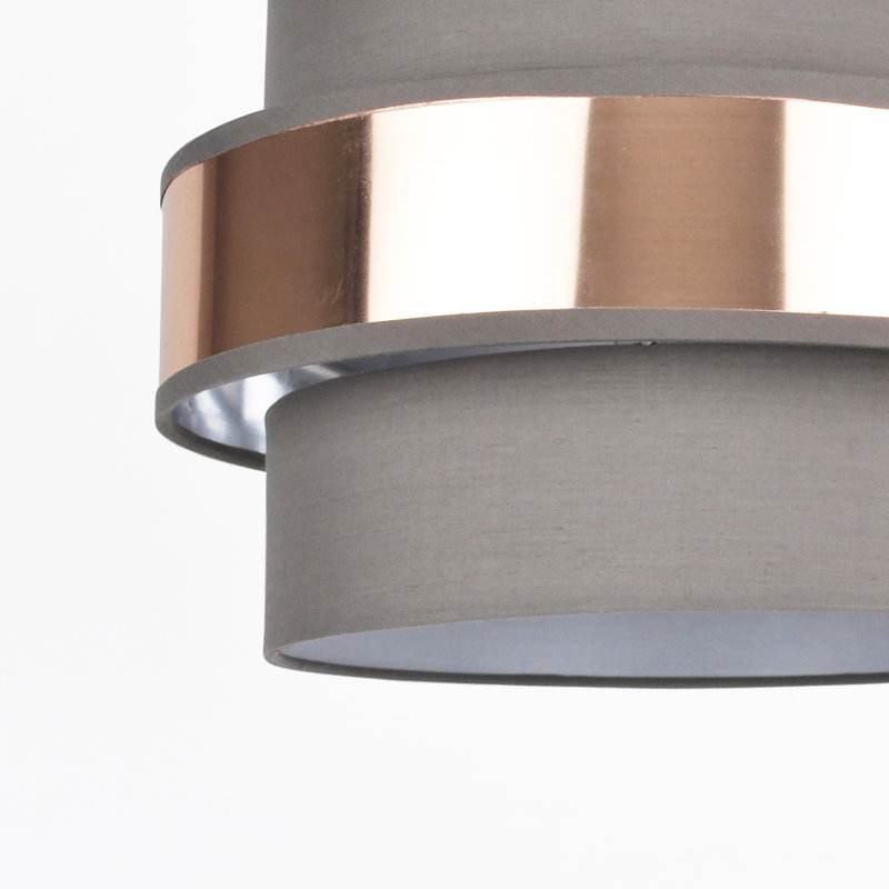 20cm H Cotton Drum Pendant Shade, Metallic Copper/Grey