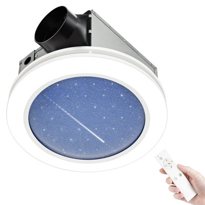 110 CFM Bathroom Exhaust Fan with Starry Sky LED Light & Remote Control, 1.5 Sones 3 CCT Dimmable Exhaust Fan with Light for Bathroom, Shower, Laundry Room