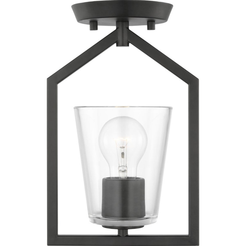 Plafonnier semi-encastré en verre Kyeler, Noir mat