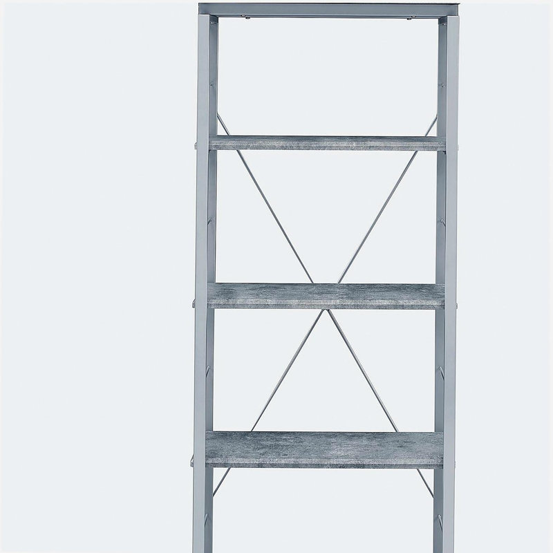 Bibliothèque grise et argentée à 4 tablettes, Gris/argent, (4 tablettes) H 54,58 po x l 24,58 po x P 11,58 po
