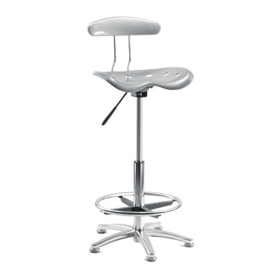 Tek Backed Adjustable Height Ergonomic Industrial Stool with Footrest