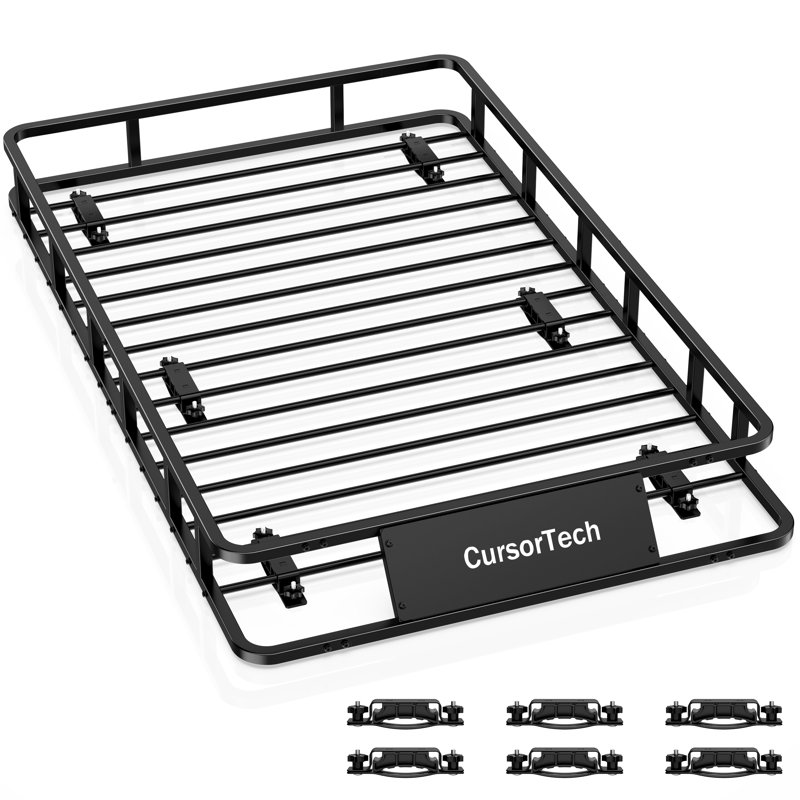 Panier de toit Support de toit robuste de 51 po x 36 po, capacité de charge de 300 lb pour VUS, camion, voiture, voyage, camping