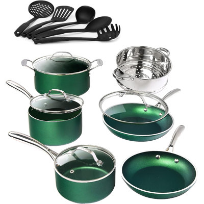 Batterie de cuisine antiadhésive avec ustensiles de cuisine 15 pièces Granitestone