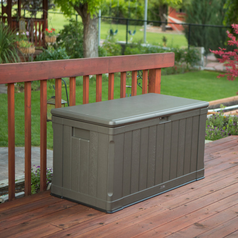 Lifetime 127.9cm W 439.11L Water Resistant Polyethylene Plastic Lockable Deck Box in Brown