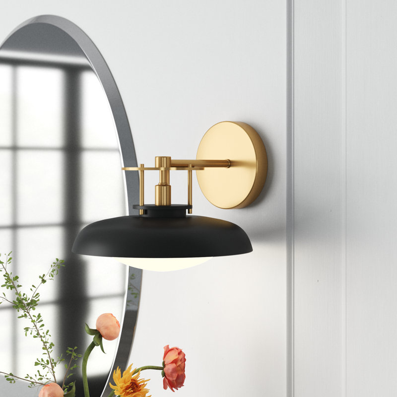 Rosamund Dimmable Bath Sconce, Matte Black/Warm Brass