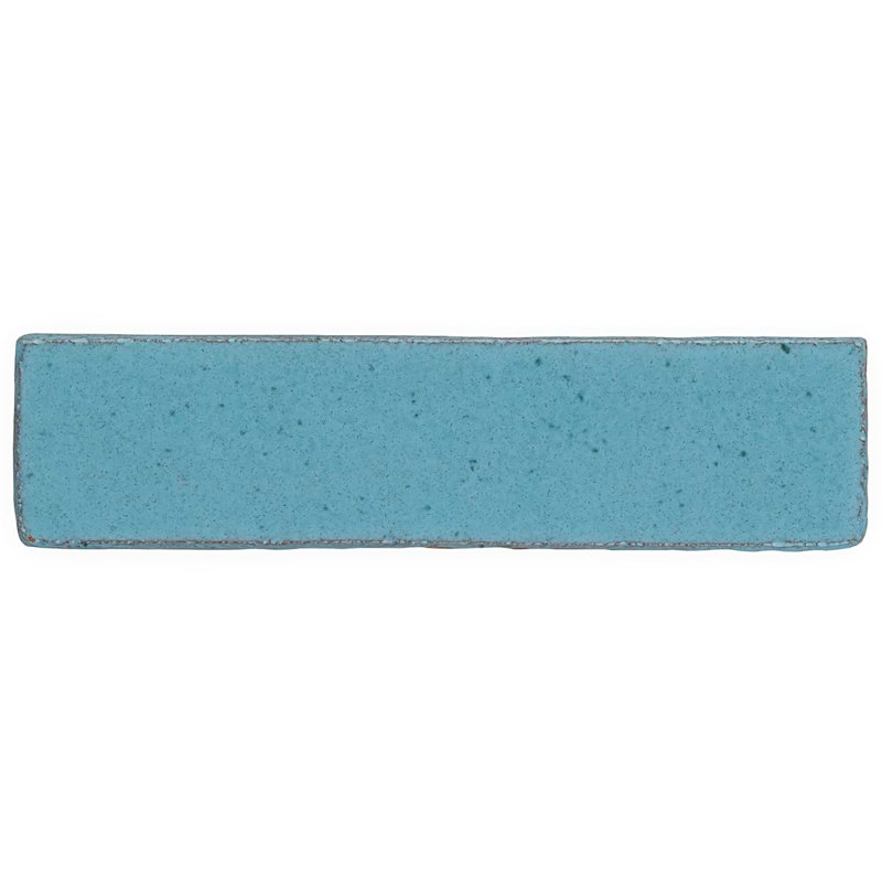 Emery Blue 2X8 Handmade Crackled Glossy Terracotta Subway Tile - Final Sale