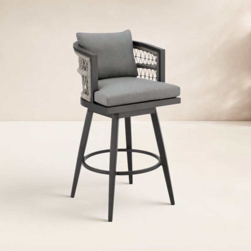 Tabouret d'extérieur en métal avec coussin Harleigh, 26"