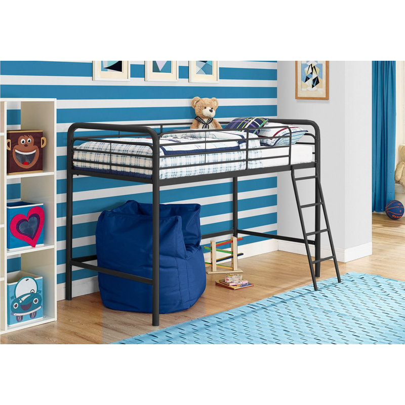 Mcadory Single Metal Mid Sleeper Loft Bed Bed, Black