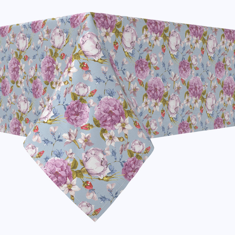 Rectangular Tablecloth, 100% Cotton, 52X104", Butterfly Vintage Floral, 120" L x 60" W