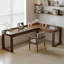 Bureau en bois massif en L noyer clair avec 3 tiroirs-109691591-109691592