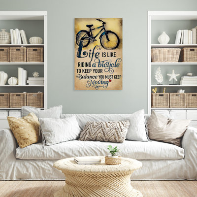 Holveck " Life Is Like Riding A Bicycle - 1 Piece Rectangle Graphic Art Print On Wrapped Canvas "
