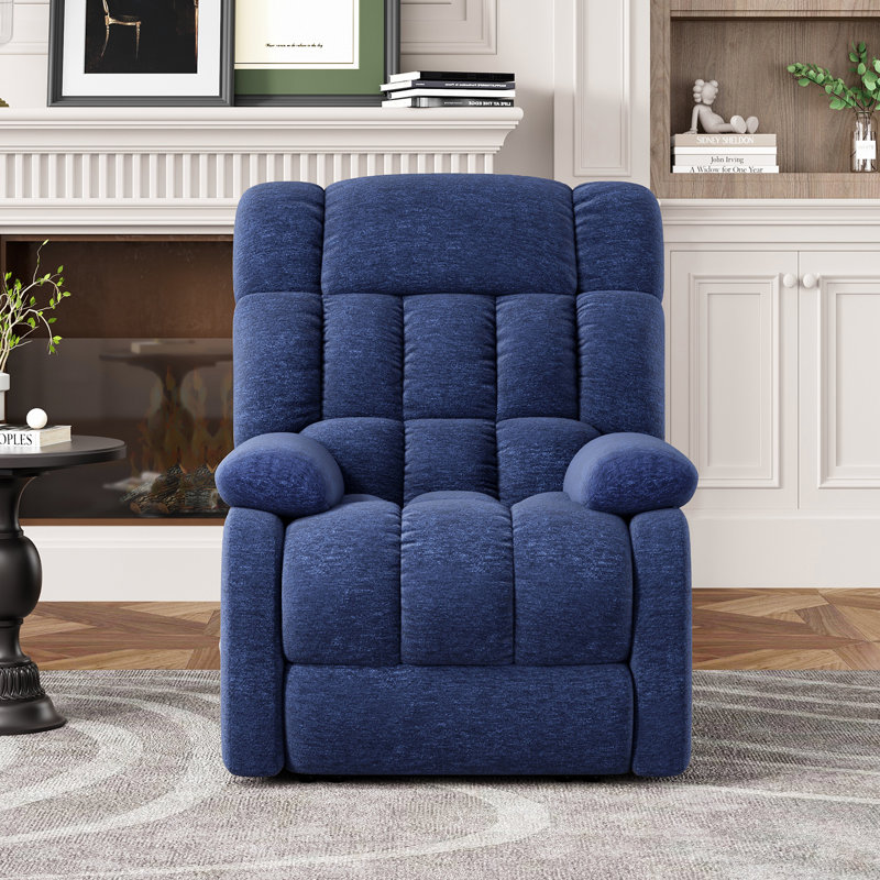 Fauteuil inclinable Darnasia, Chenille classique bleu marine