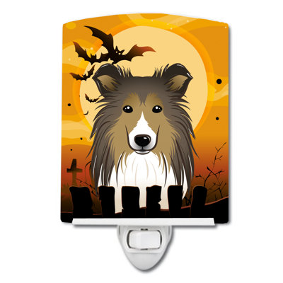 Éclairage de nuit en céramique halloween basset hound