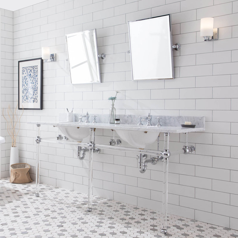 Empire Stone Oval Console Bathroom Sink with Faucet and Overflow, Chrome