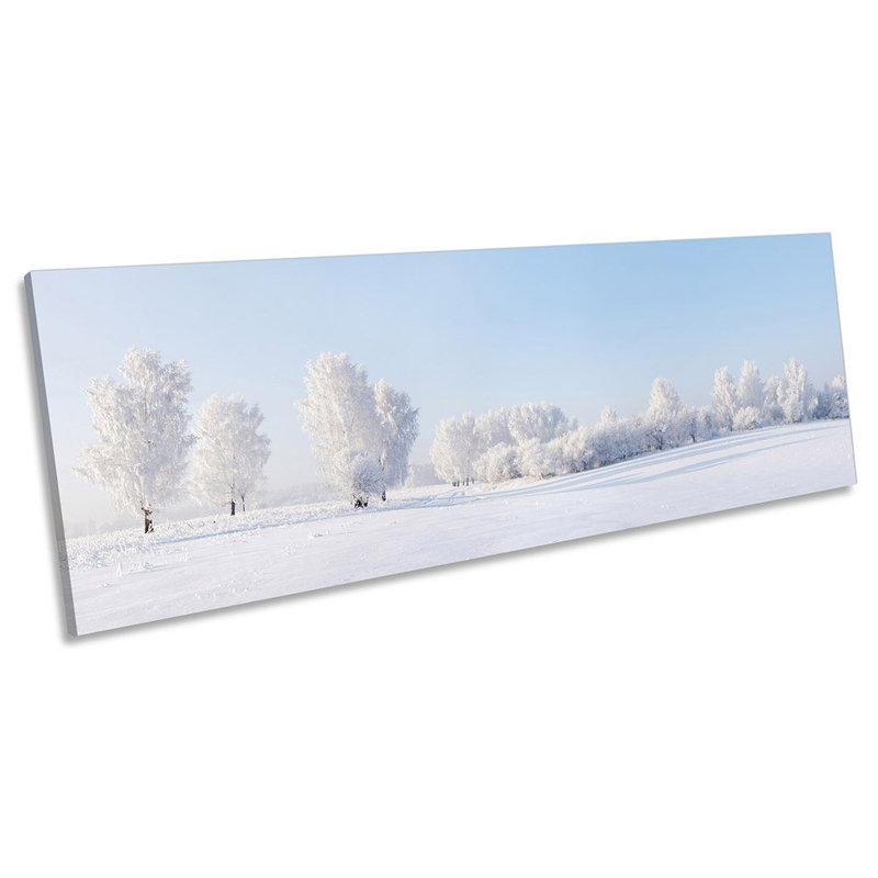 Winter Snow White Landscape - Wrapped Canvas Panoramic Art Prints, 30.48cm H x 91.44cm W