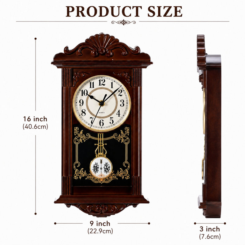 Wall Clock with Wood-Effect Plastic Pendulum