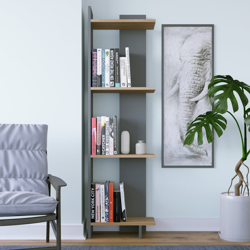 Rodney Bookcase Corner Bookcase, Anthracite-Oak