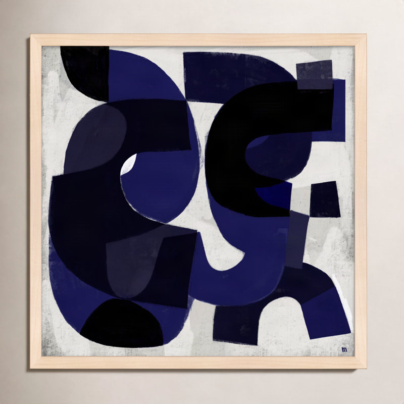 Kind Of Blue Painting by StudioM, 16" H x 16" W x 1.25" D, Maple Framed Paper