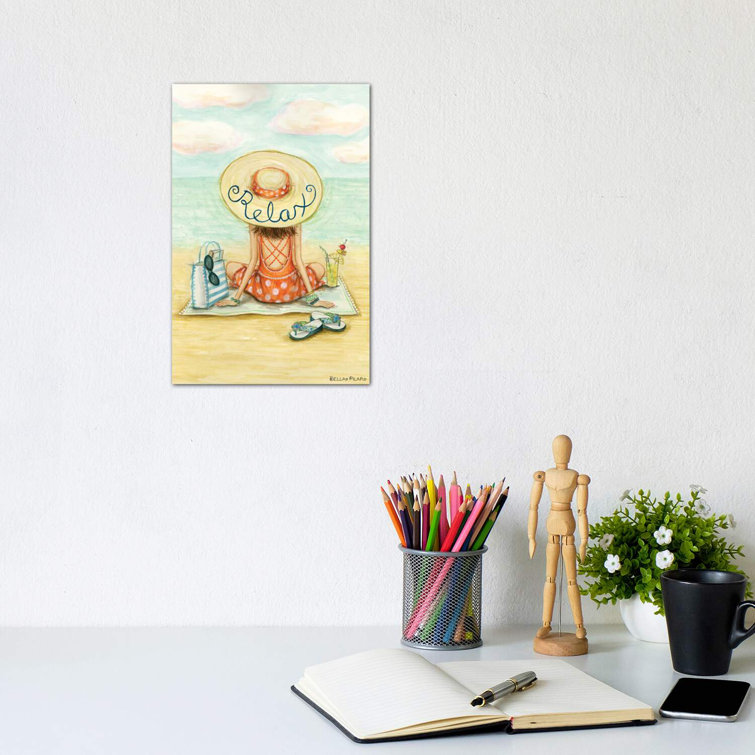 Relaxing on Beach Relax Hat by Bella Pilar - Wrapped Canvas Art Print