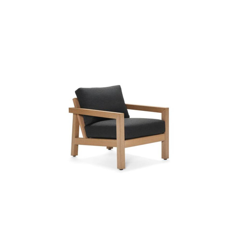 Sierra Teak Outdoor Lounge Chair, Natural, Impact Vapor Gray Sunbrella®