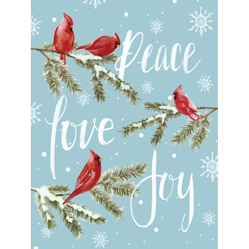 Peace, Love, Joy Cardinals III sur toile par Dogwood, H 12 po x l 8 po x P 1,25 po
