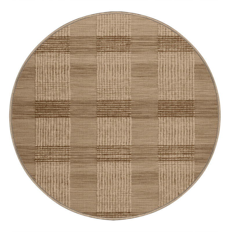 Tapis botanique brun lavable à la machine, Rond 5 pi