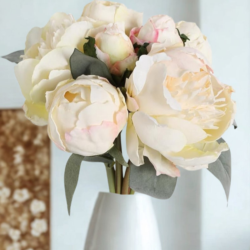 Dried Look Peonies | 9 Stems Artificial Wedding | Home Decoration | Gifts | Decor Floral Flowers, Yellow
