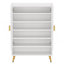 Armoire à chaussures 29,6 po en bois blanc et or avec portes, range-chaussures à 7 niveaux