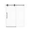 Porte de douche coulissante simple sans cadre de 44 à 48 po x H 76 po - Verre trempé transparent de 5/16 po (8 mm), conception de dérivation avec finition noir mat-129453893