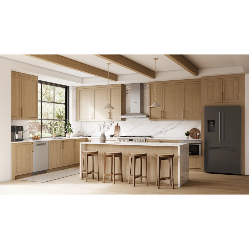 Free-Standing Fridge-Freezer, Black Stainless Steel