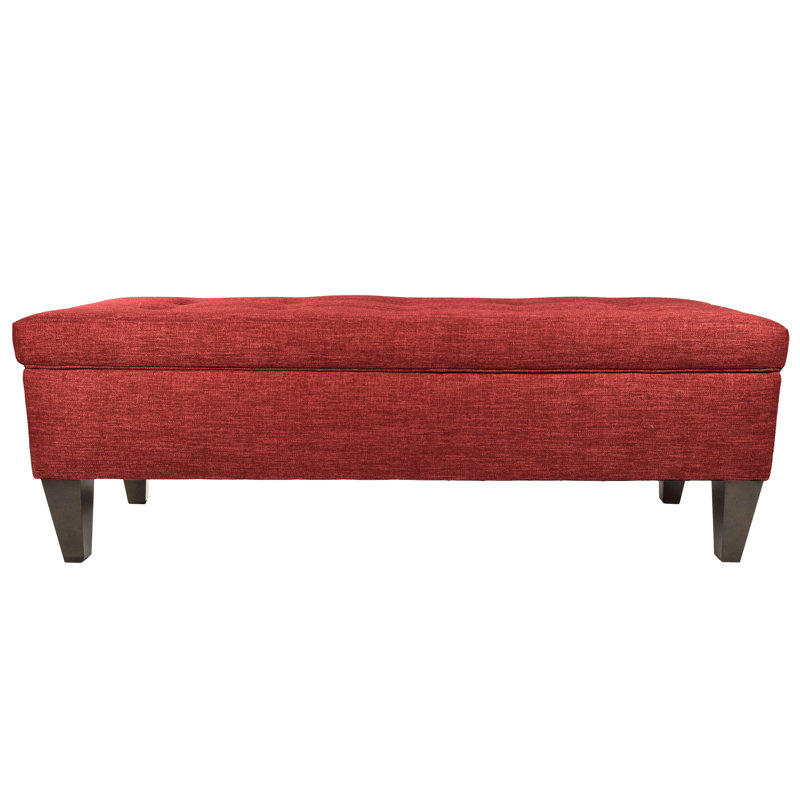 Philson Polyester Upholstered Storage Bench, Ruby Red