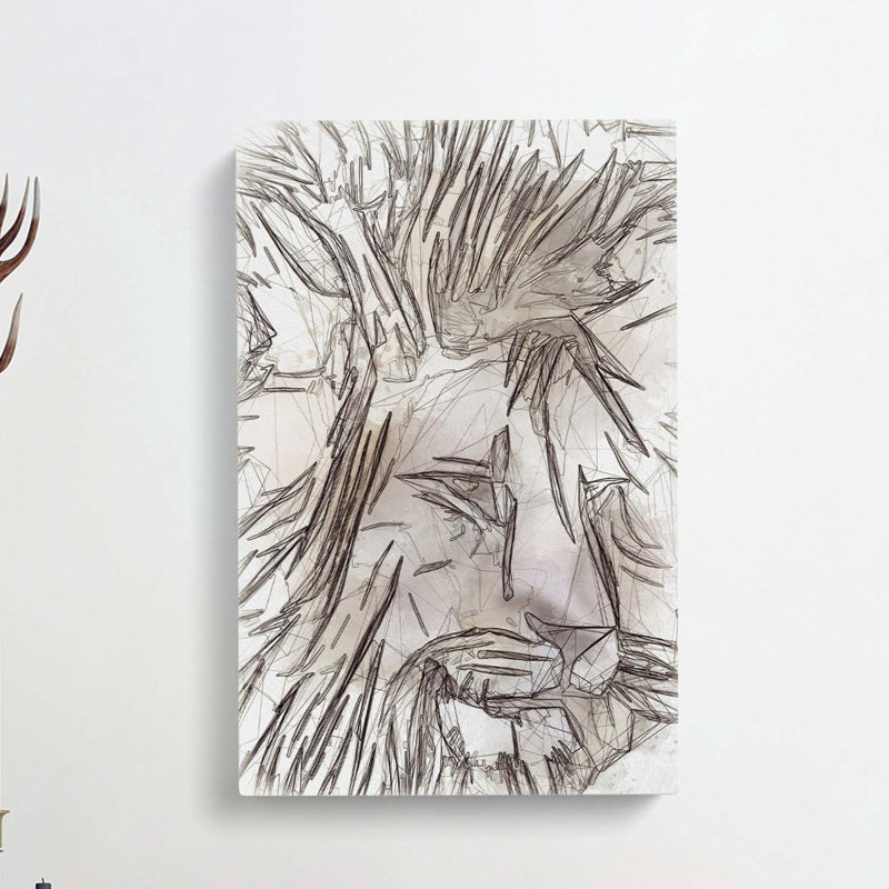 Abstract Lion Art - Wrapped Canvas, 91cm H x 60cm W x 3cm D